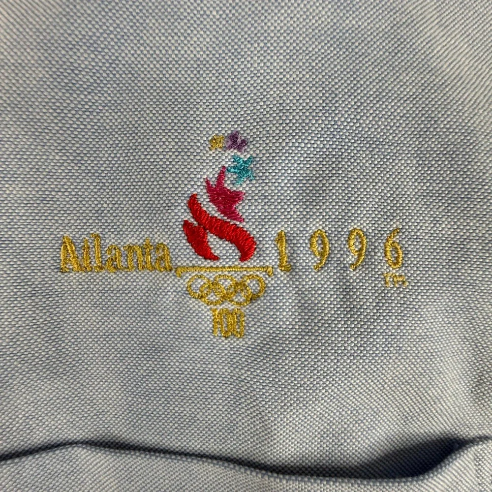 Vintage Olympic Game sCollection Shirt Men XL Blue Atlanta 1996 Oxford Button Up